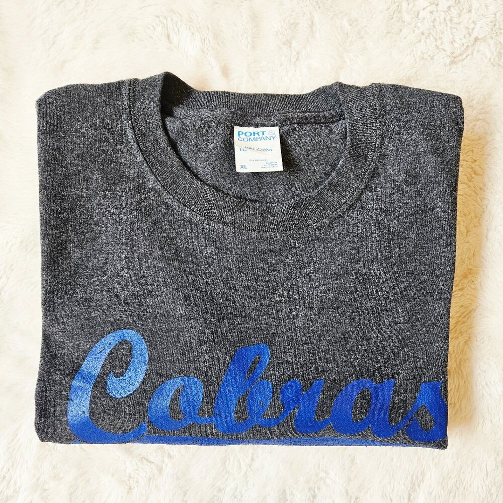 Fan Paraphernalia Baseball Gray Long Sleeve T-Shirt "Cobras" Cotton Size XL